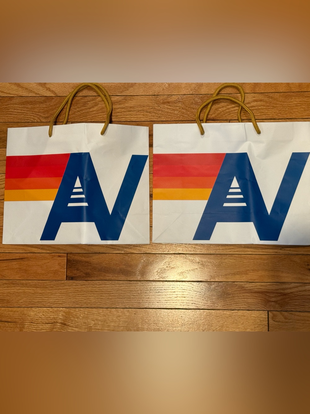 Aviator Nation White Tote with Blue Logo and Red-Orange Stripe Accent